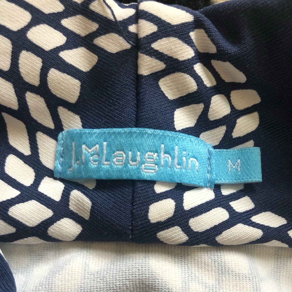 J. McLaughlin sleeveless top in blue and white faux wrap - Picture 11 of 15